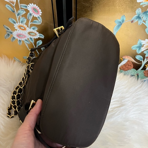 Authentic Prada Brown Tessuto Chain Drawstring Backpack small - Picture 4 of 11